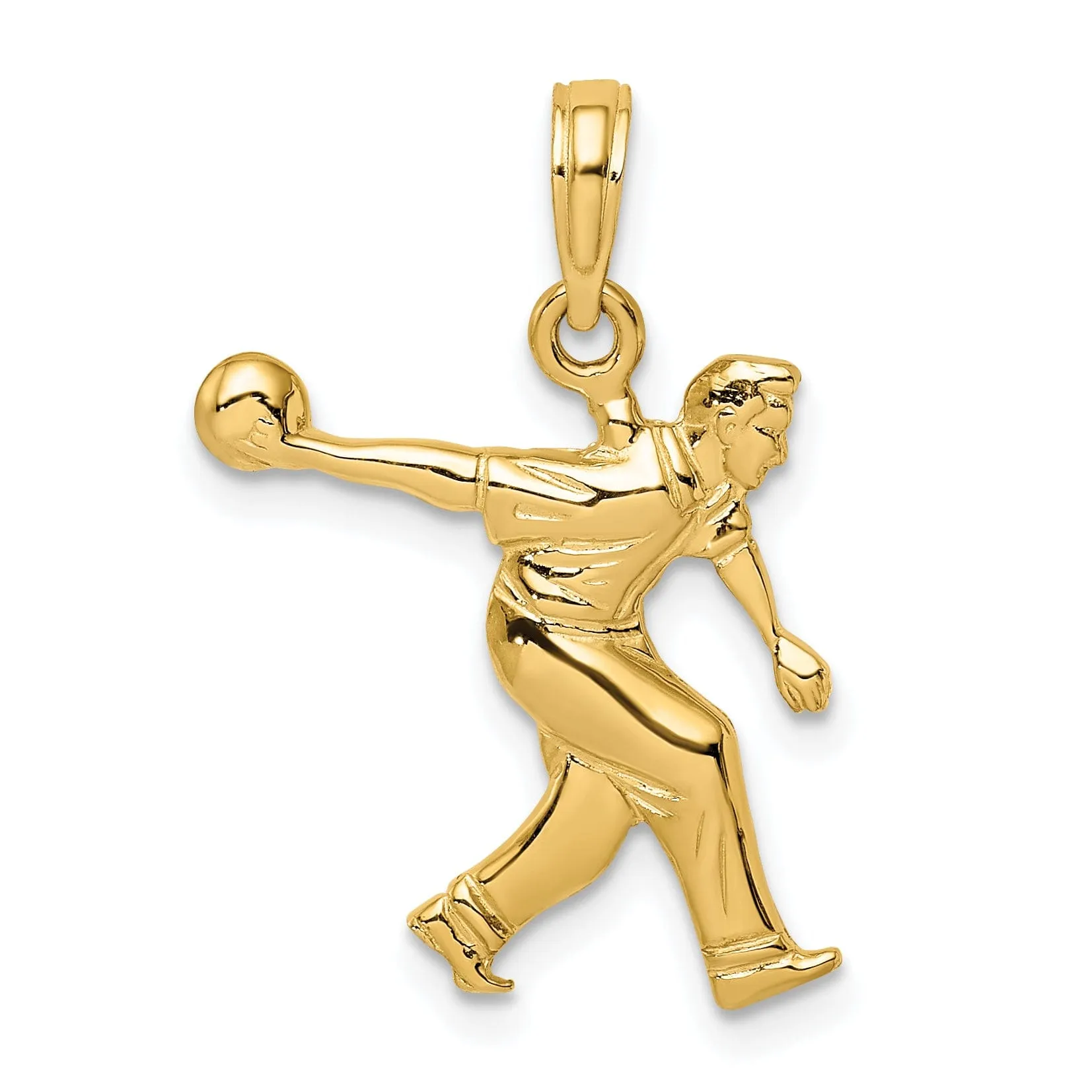 14K Yellow Gold Polished Male Bowling Charm Pendant