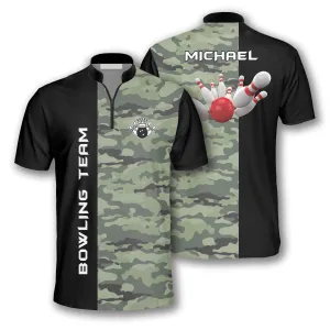 3D All Over Print Camo & Black Custom Bowling Jerseys for Men, Idea Gift for Bowler