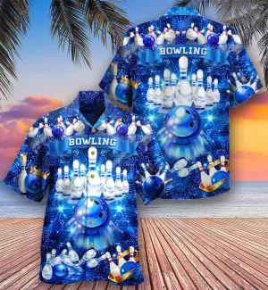 3D Bowling Hawaiian Shirt, King's Bowling Hawaiian Shirt, Blue Bowling Roll Shirt For Men - Perfect Gift For Bowling Lovers, Bowlers