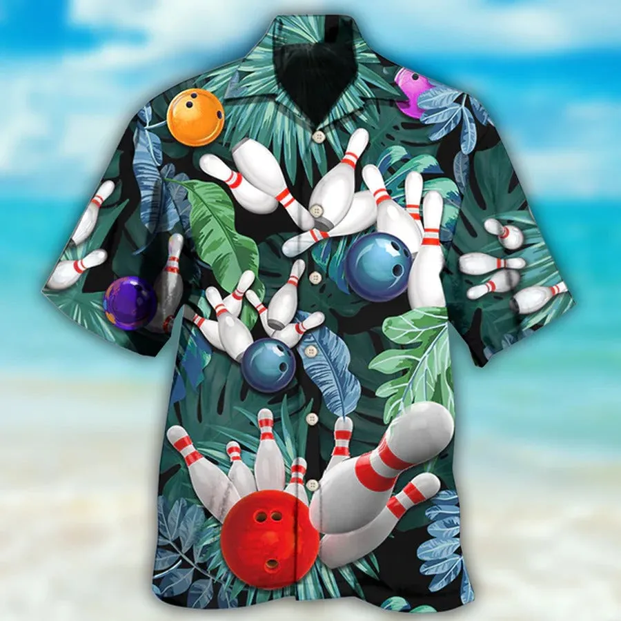 3D Bowling Hawaiian Shirt, Tropical Leaves Hawaiian Shirt, Bowling I'm So Happy Aloha Shirt For Men - Perfect Gift For Bowling Lovers, Bowlers