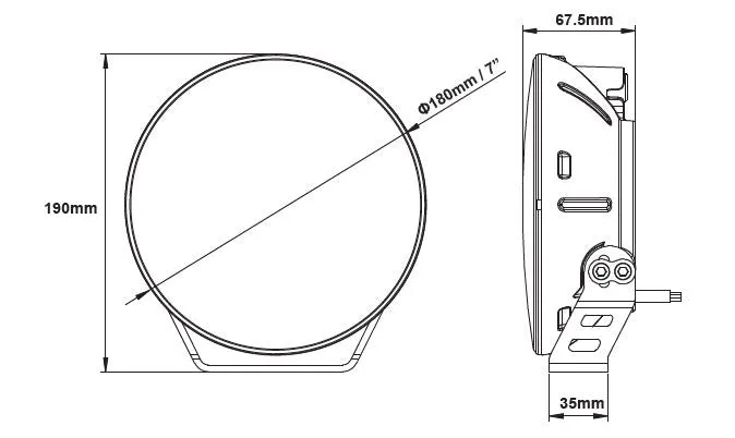 7 Inch Round Led Driving Lamp Driving -  Beam 9-36V 60W Black 6,000Lms