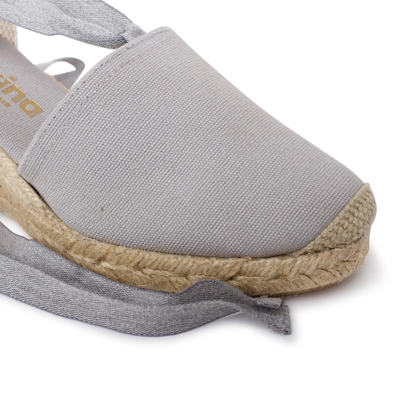 Almanera Sustainable, Eco Friendly, Vegan Canvas Espadrille Wedges - Grey