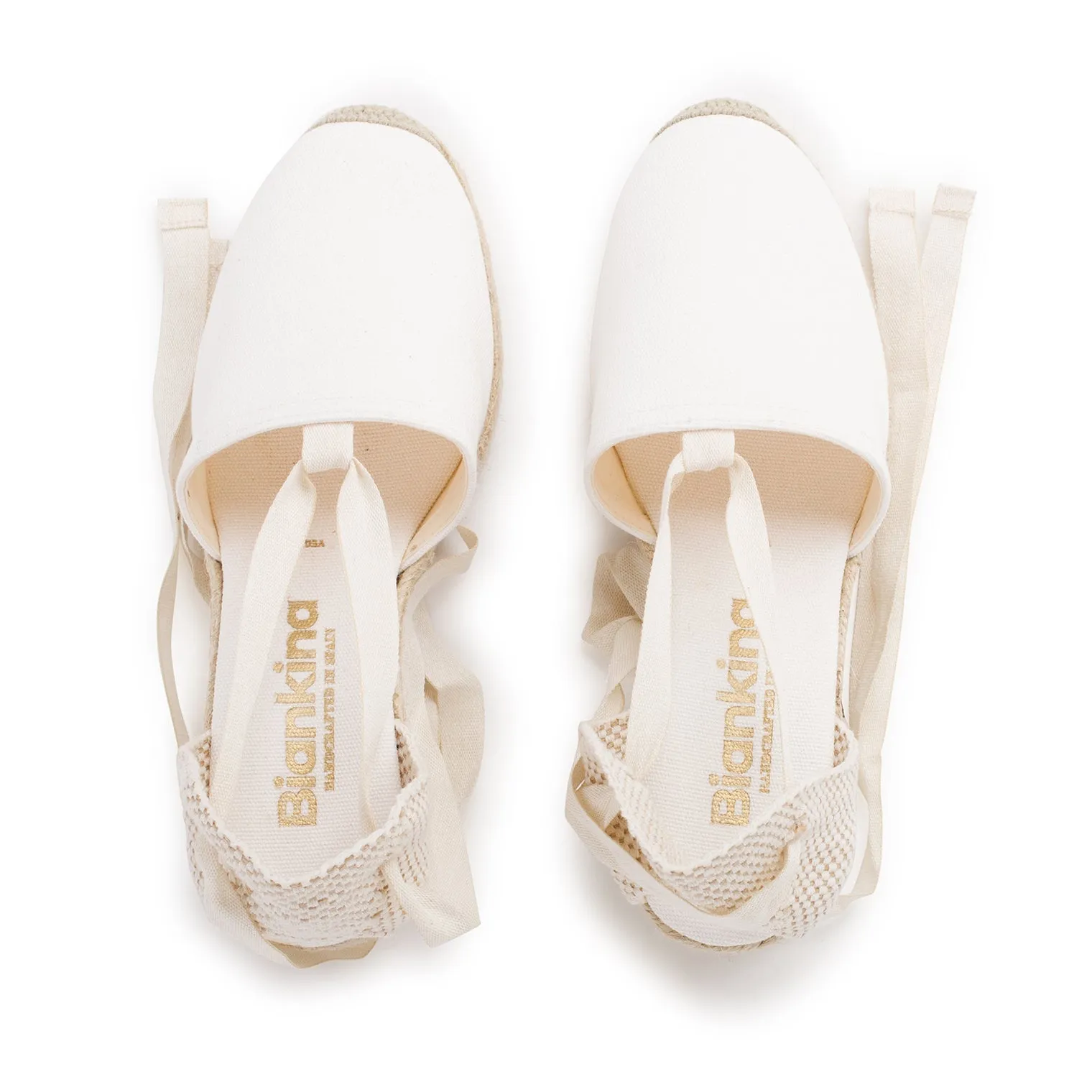 Almanera Sustainable, Eco Friendly, Vegan Canvas Espadrille Wedges - White