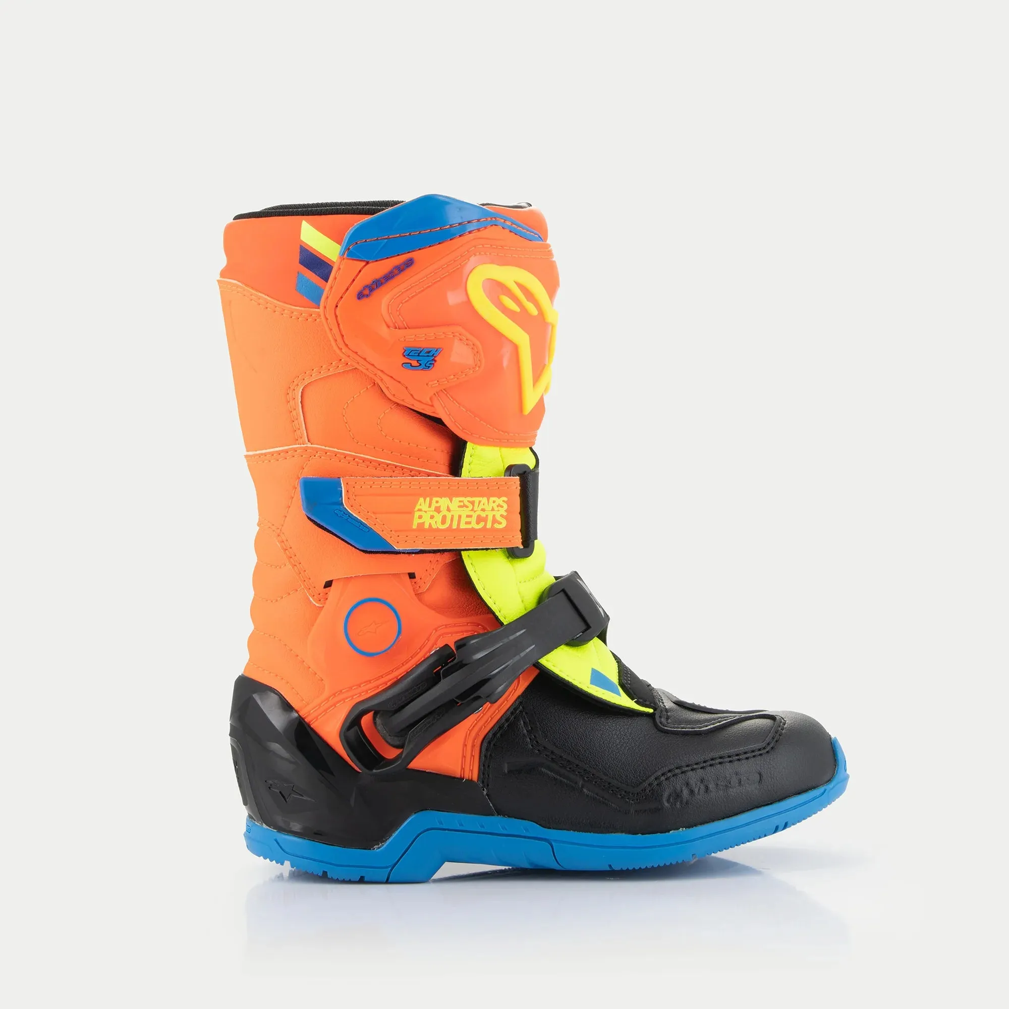 Alpinestars Tech 3S Kids Boots Orange Flo Enamel Blue Flo Yellow