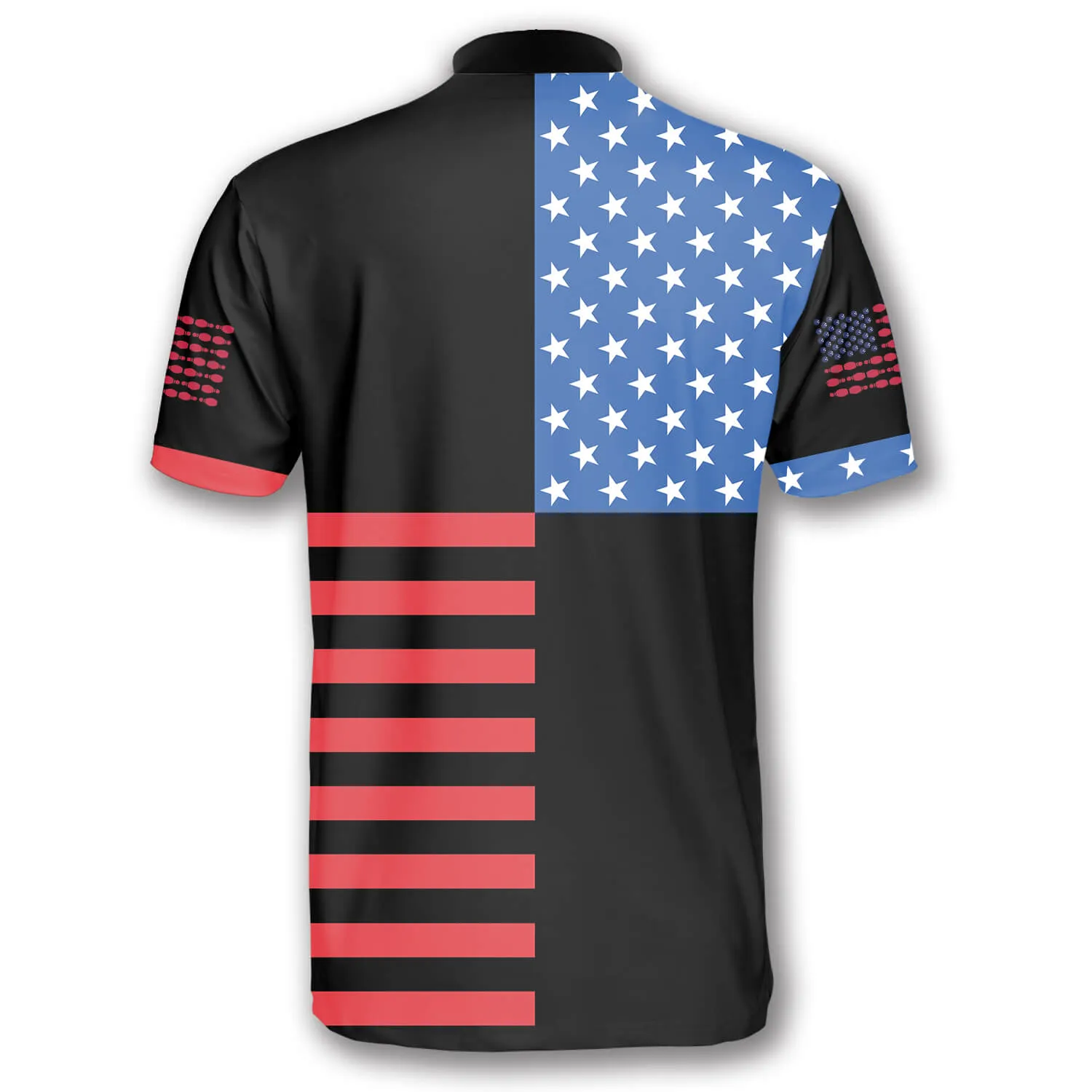 American Flag Crown Emblem Custom Bowling Jerseys for Men, Idea Gift for Bowler, Flag Shirt