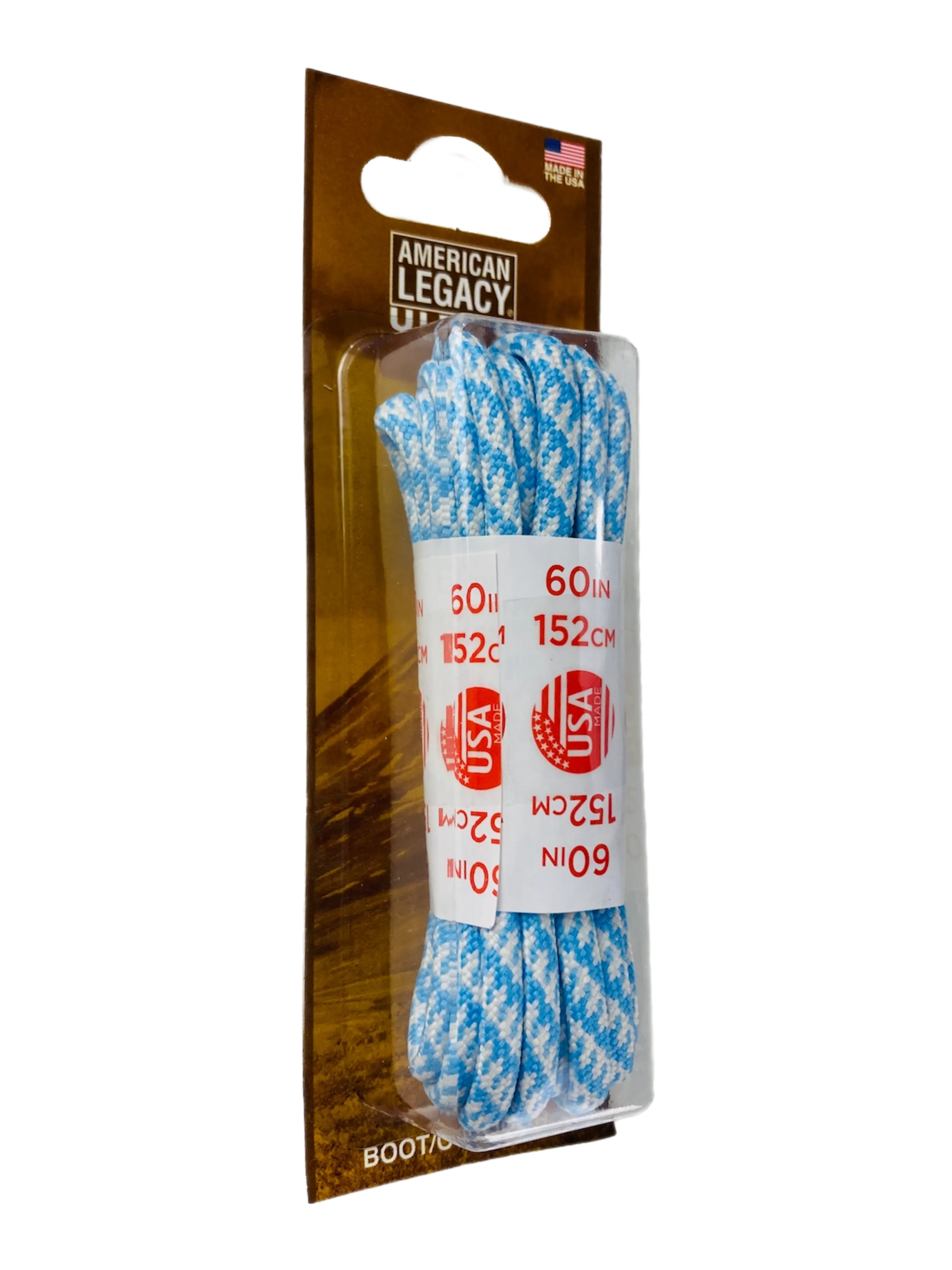 American Legacy ® Ultra Rope Laces | Columbia Blue/Ivory Houndstooth