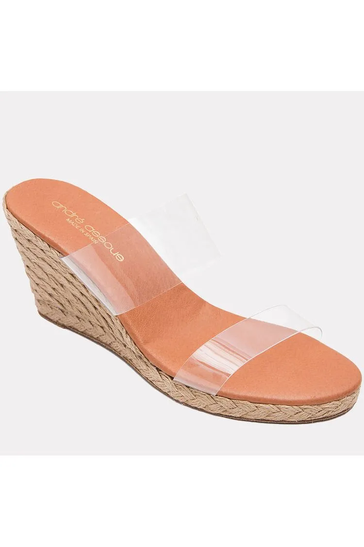 André Assous Anfisa Clear Vinyl Double Band Slide Wedge Espadrilles | Clear