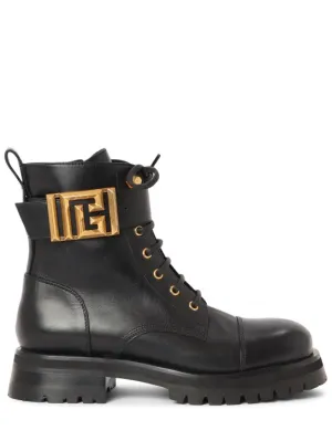 Balmain   40mm Ranger leather combat boots 