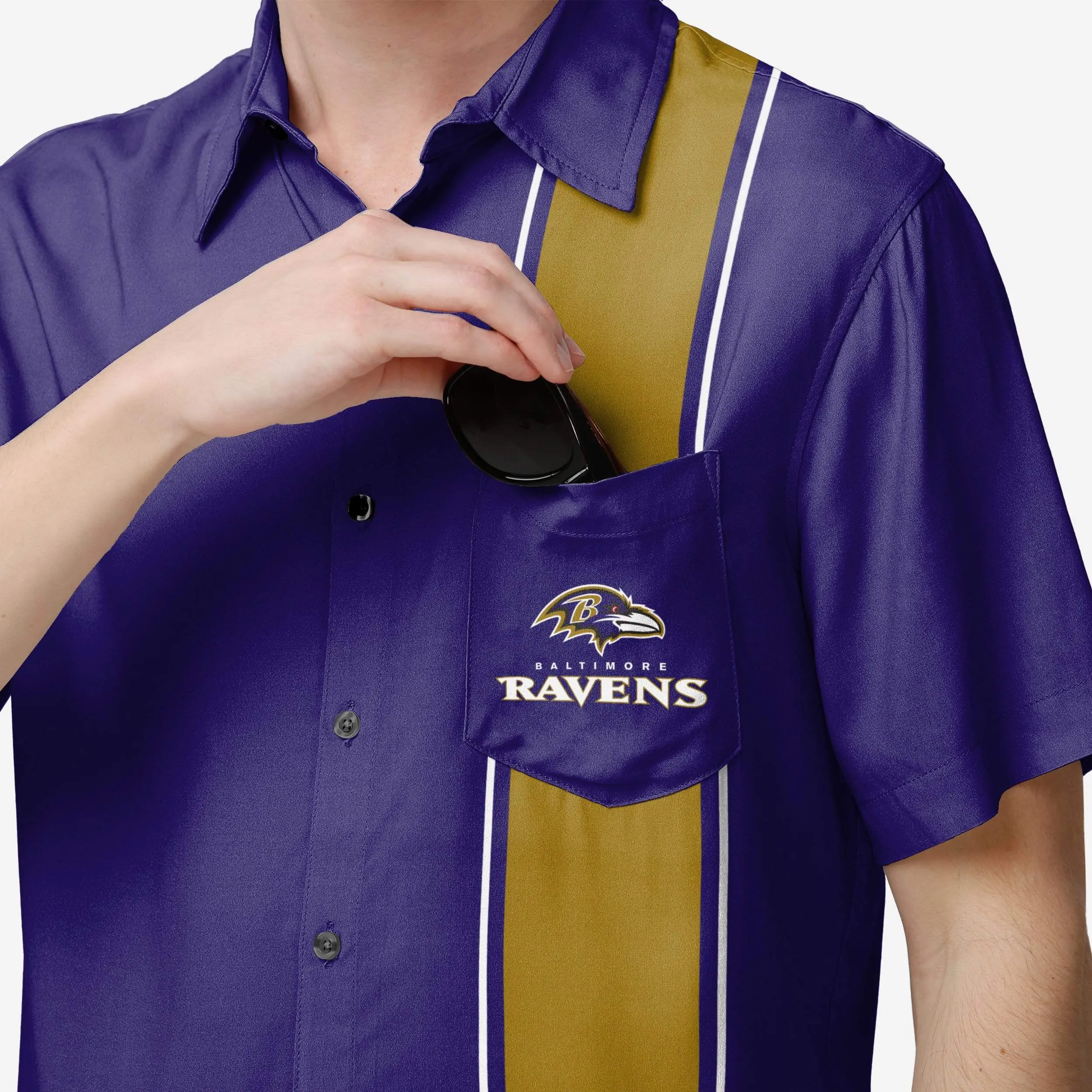 Baltimore Ravens Bowling Stripe Button Up Shirt