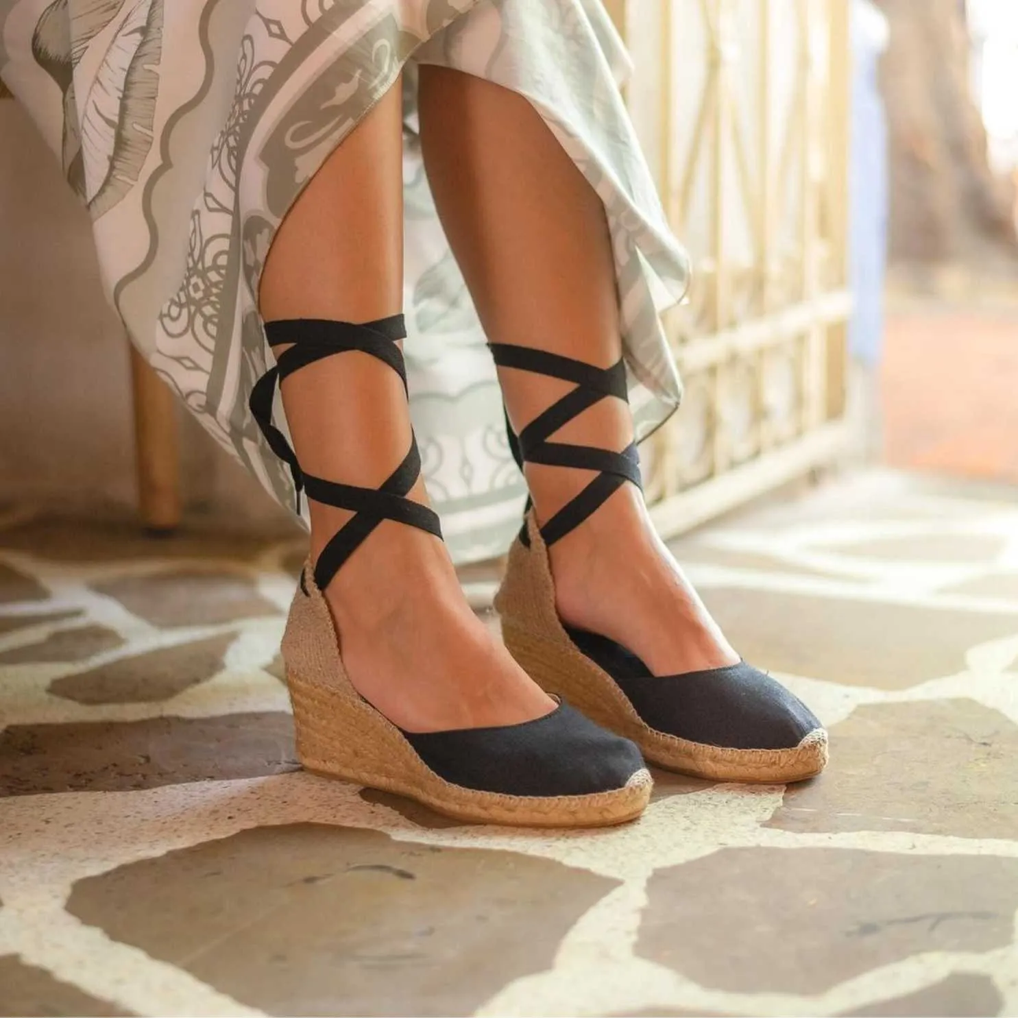 Basic High Heel Linen Wedge Espadrille for Women - Palamos