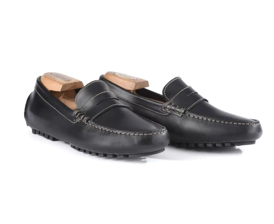 Black Leather Men&#039;s Driving Moccasins - FERGUSON