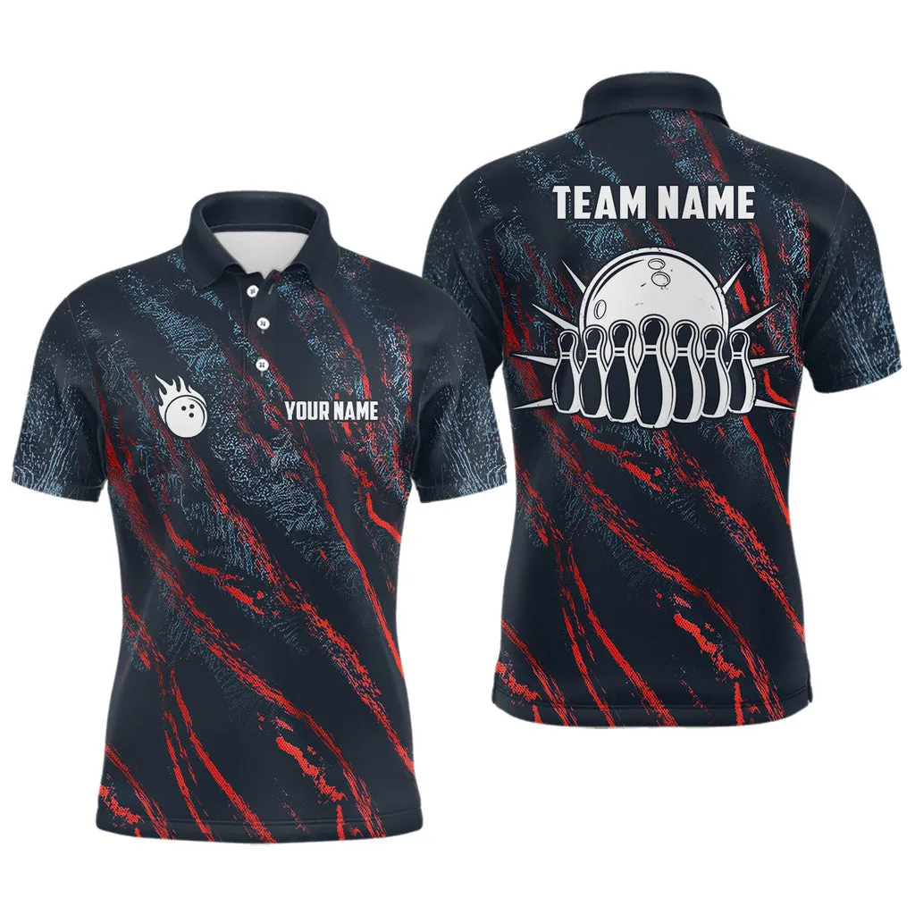 Blue And Red Bowling Camo Customized Name And Team Name 3D Shirt, Gift for Bowling Lovers