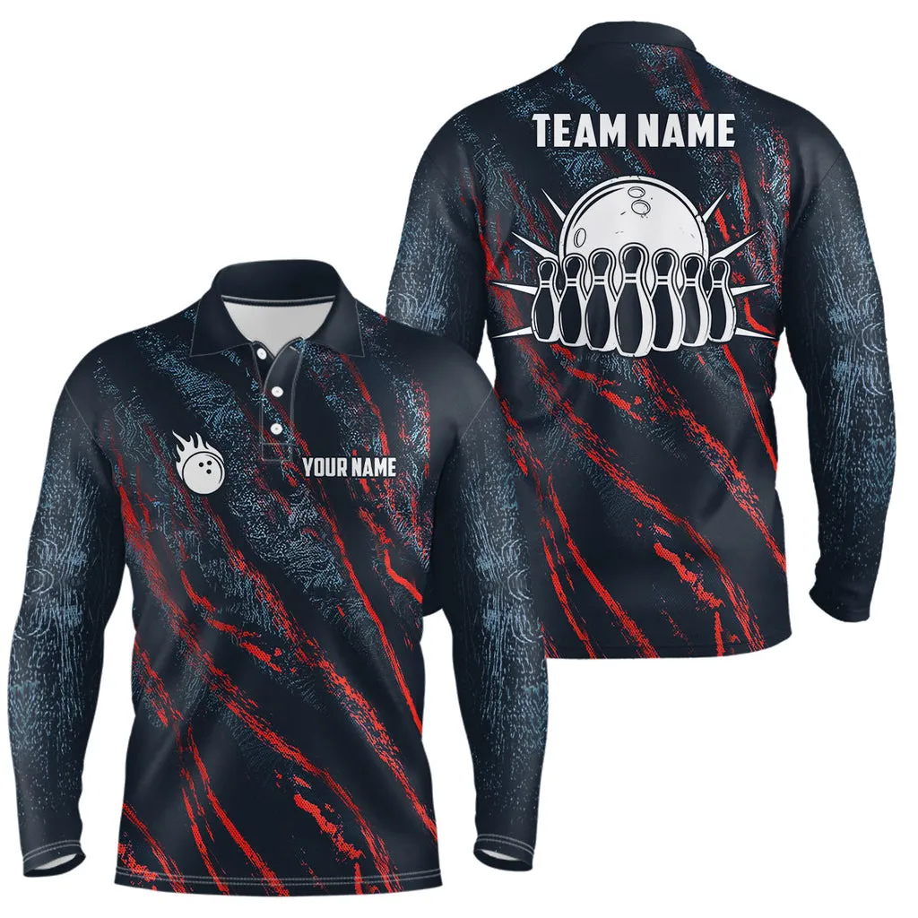 Blue And Red Bowling Camo Customized Name And Team Name 3D Shirt, Gift for Bowling Lovers