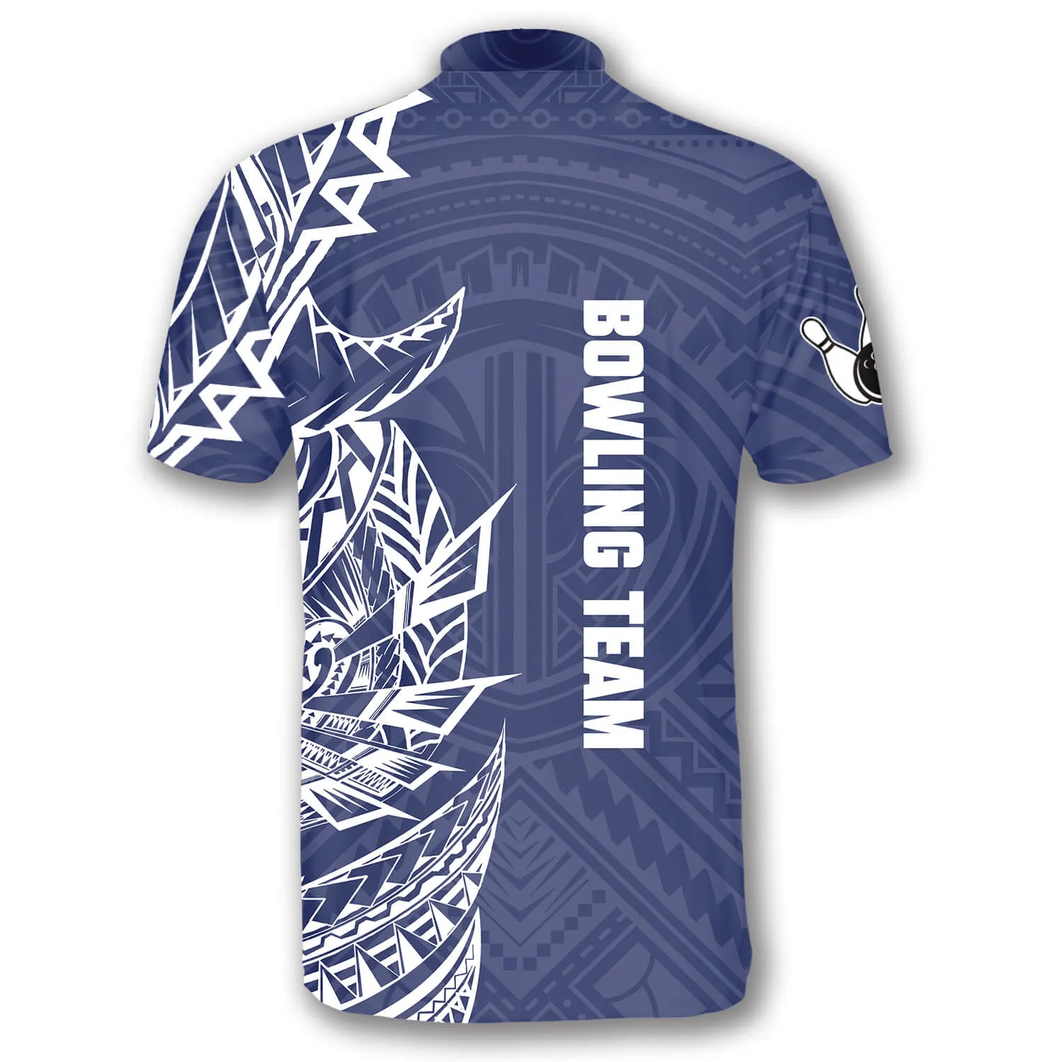 Blue White Tribal Tattoo Custom Bowling Jersey for Men, Best Shirt for Bowling Player