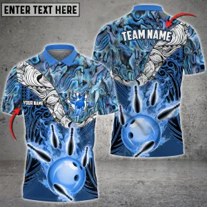 Bowling & Pins Tattoo Maori Multicolor Option Customized Name And Team Name 3D Polo Shirt