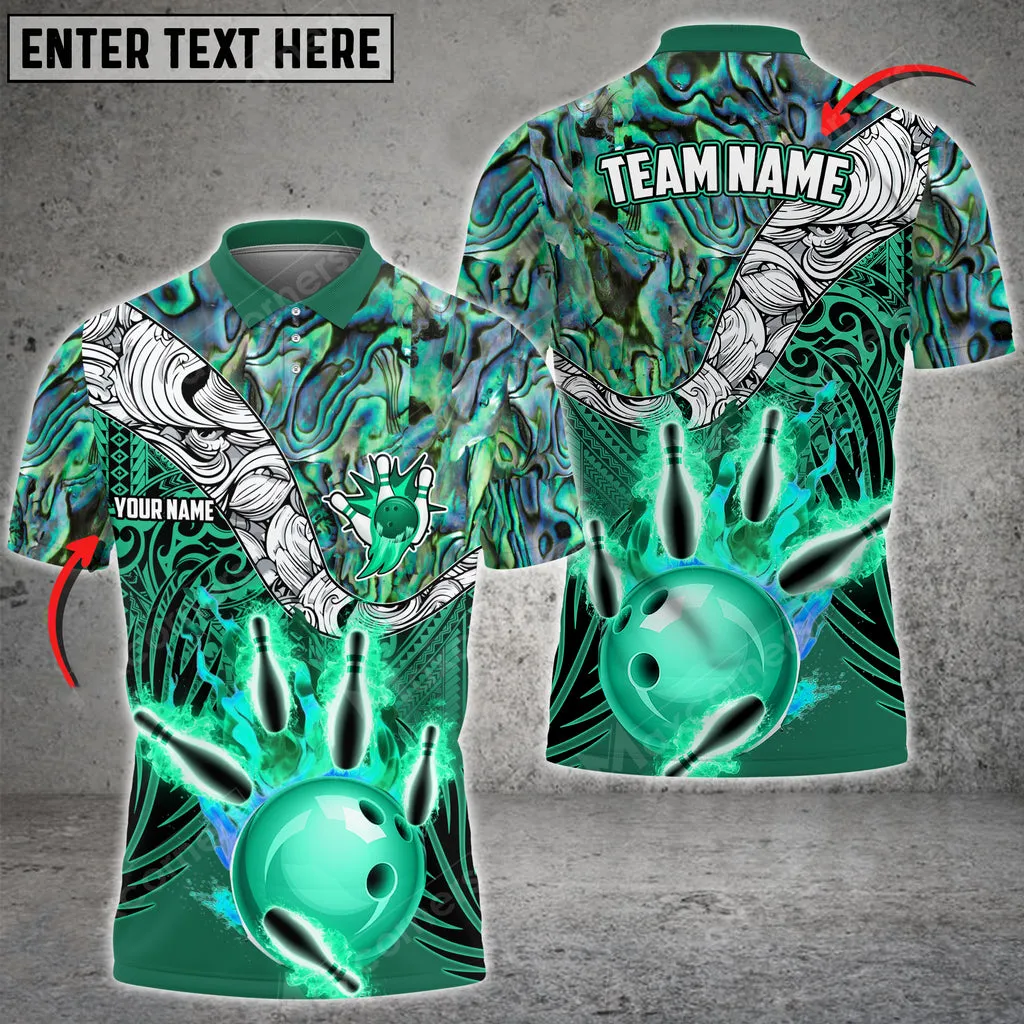 Bowling & Pins Tattoo Maori Multicolor Option Customized Name And Team Name 3D Polo Shirt