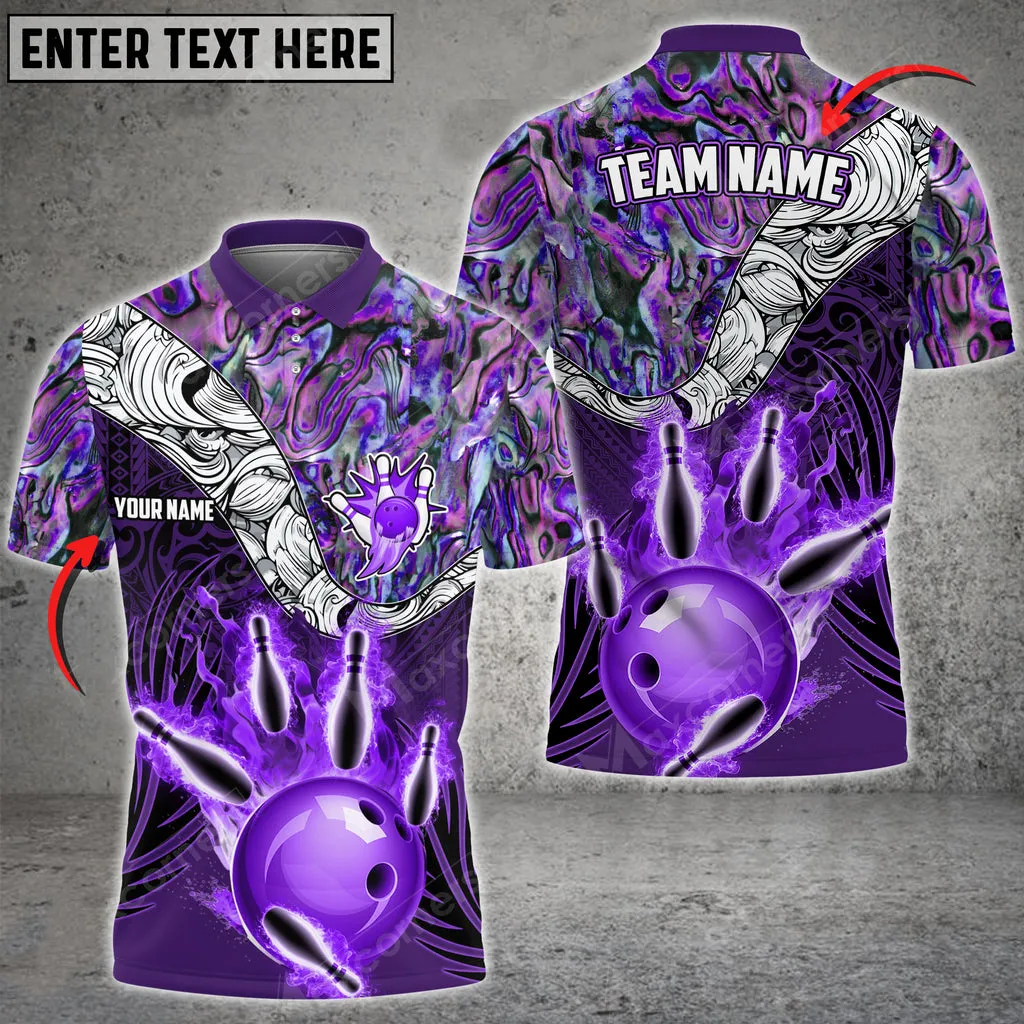 Bowling & Pins Tattoo Maori Multicolor Option Customized Name And Team Name 3D Polo Shirt