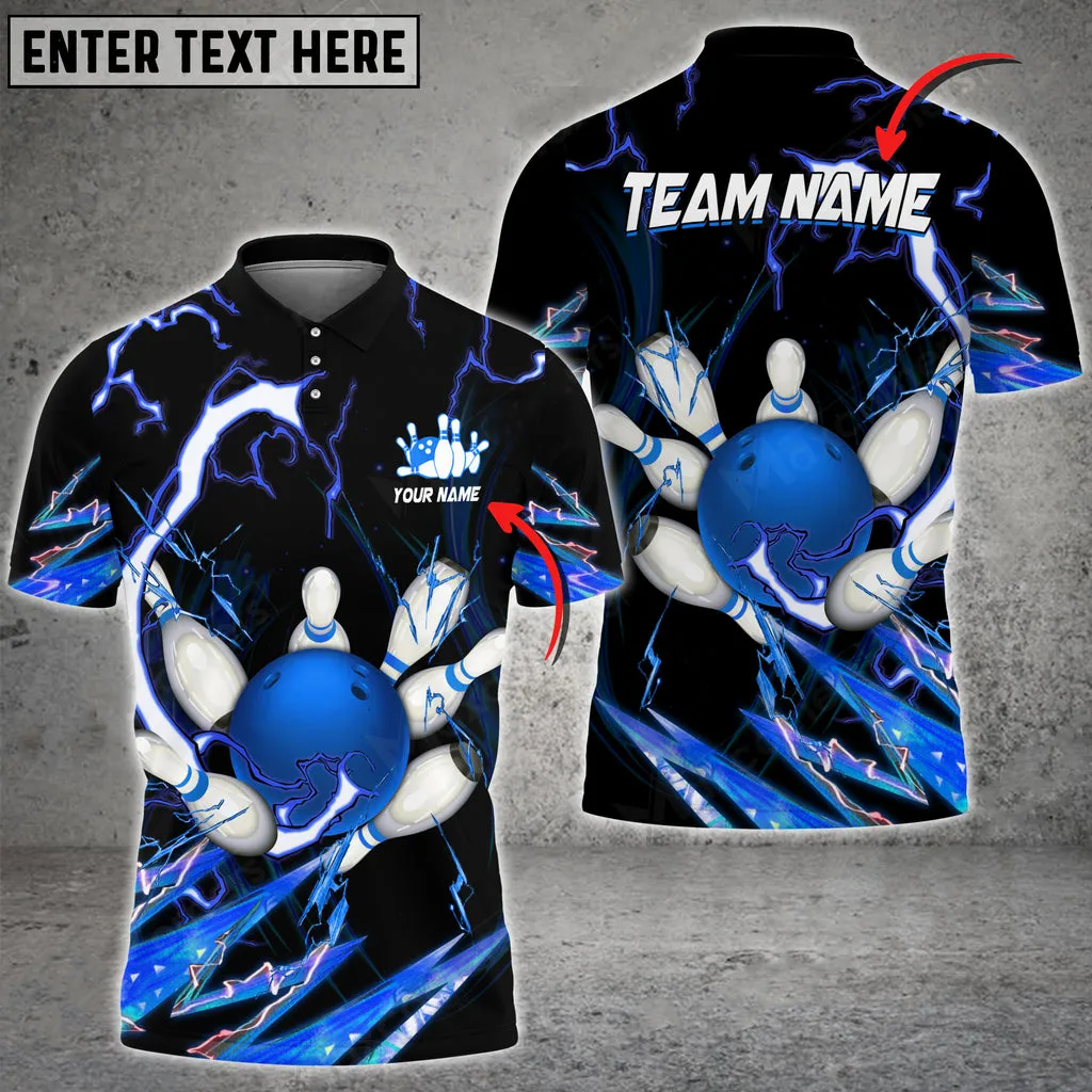 Bowling And Pins Breath Of Thunder Multicolor Option Customized Name 3D Polo Shirt, Gift for Bowler