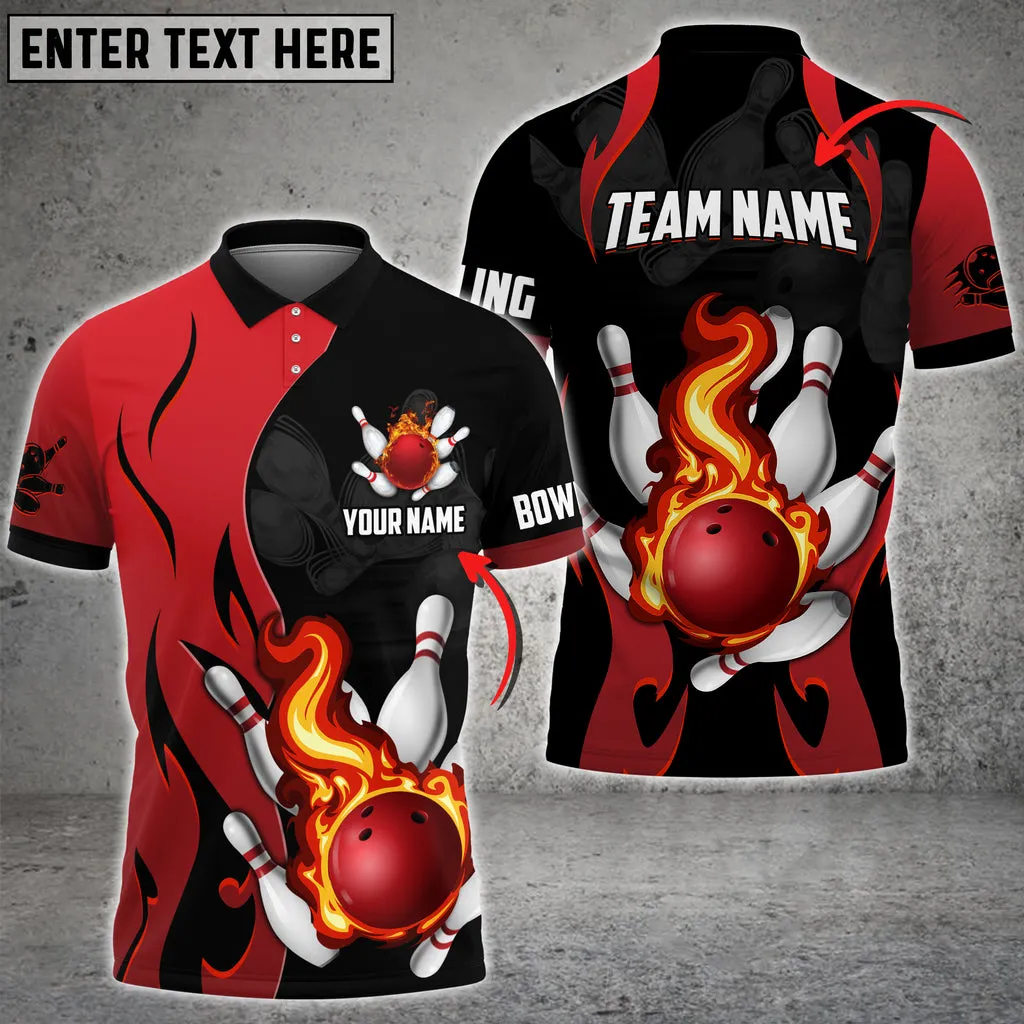 Bowling And Pins Magic Fire Multicolor Option Customized Name 3D Shirt, Idea Gift for Bowler