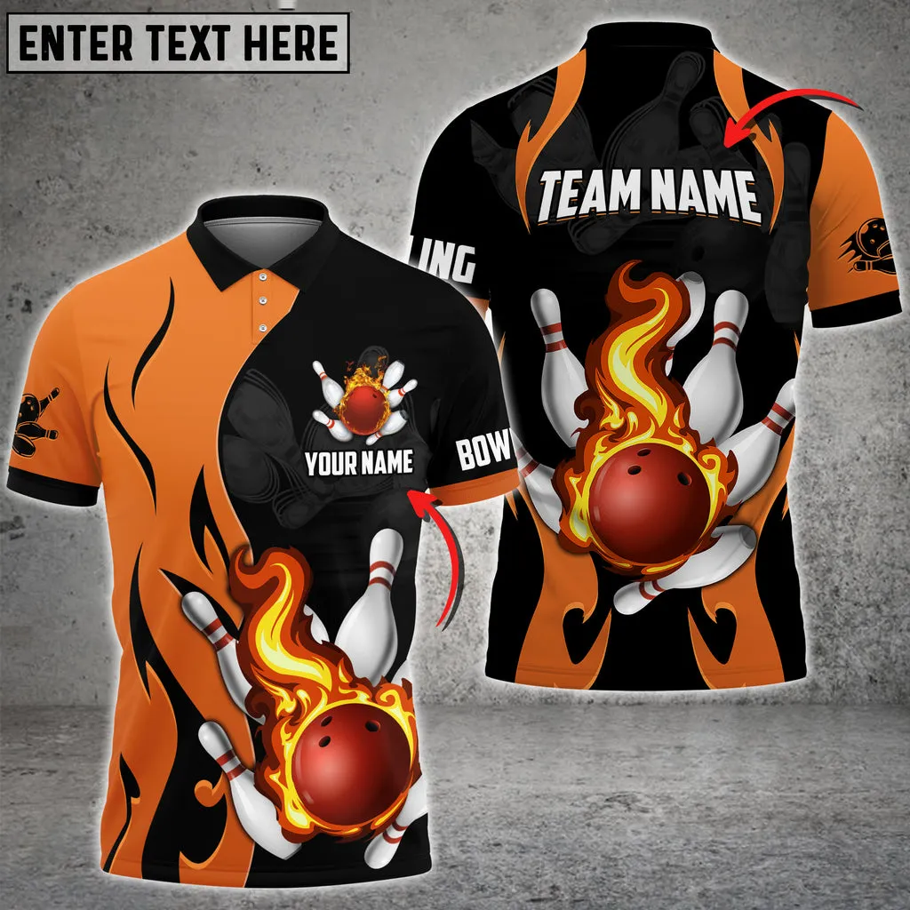 Bowling And Pins Magic Fire Multicolor Option Customized Name 3D Shirt, Idea Gift for Bowler