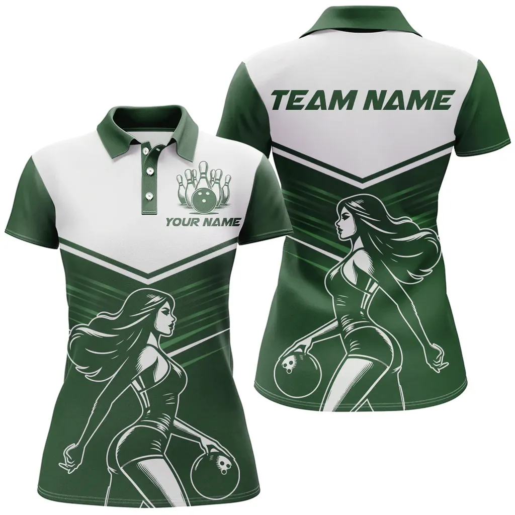 Bowling And Pins Player American Multicolor Option Customized Name 3D Shirt For Women