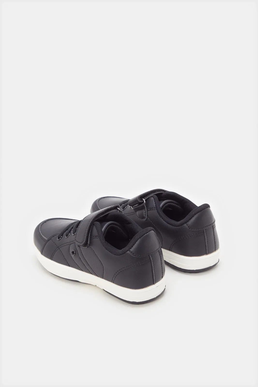 Boys Black Plain Sneakers