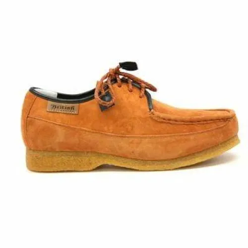 British Walkers Crown Low Top Men's Tan Suede Crepe Sole Shoes