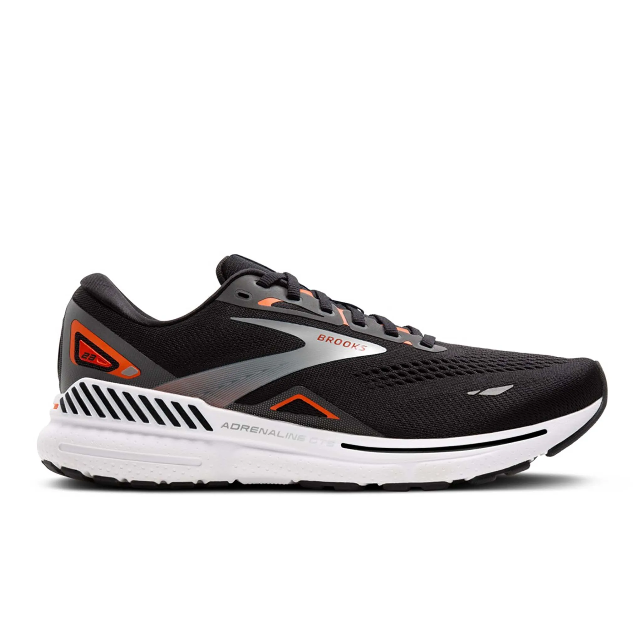 Brooks | Men's Adrenaline GTS 23 Running Shoes - Black/Mandarin Red/Silver