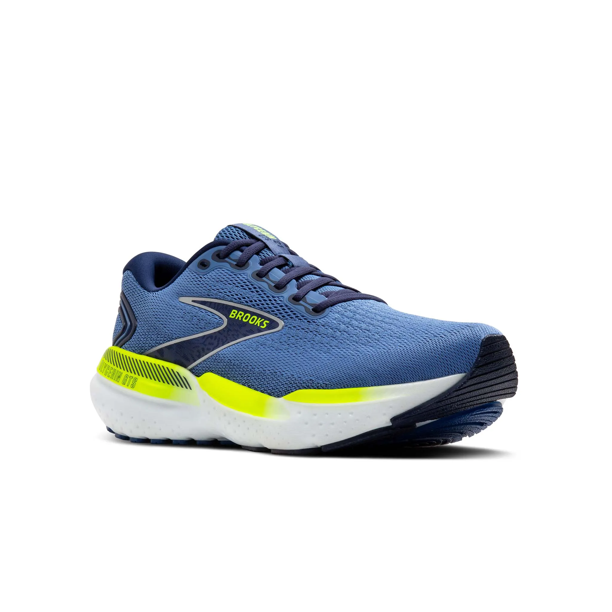 Brooks | Men's Glycerin GTS 21 Running Shoes - Blue/Peacoat/Lemon