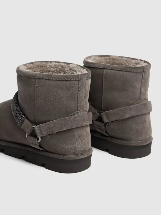 Brunello Cucinelli   20mm Suede &amp; shearling ankle boots 