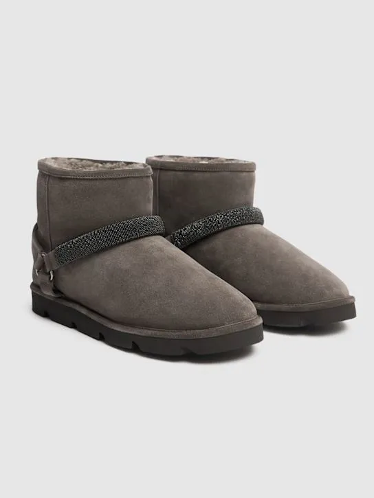 Brunello Cucinelli   20mm Suede &amp; shearling ankle boots 