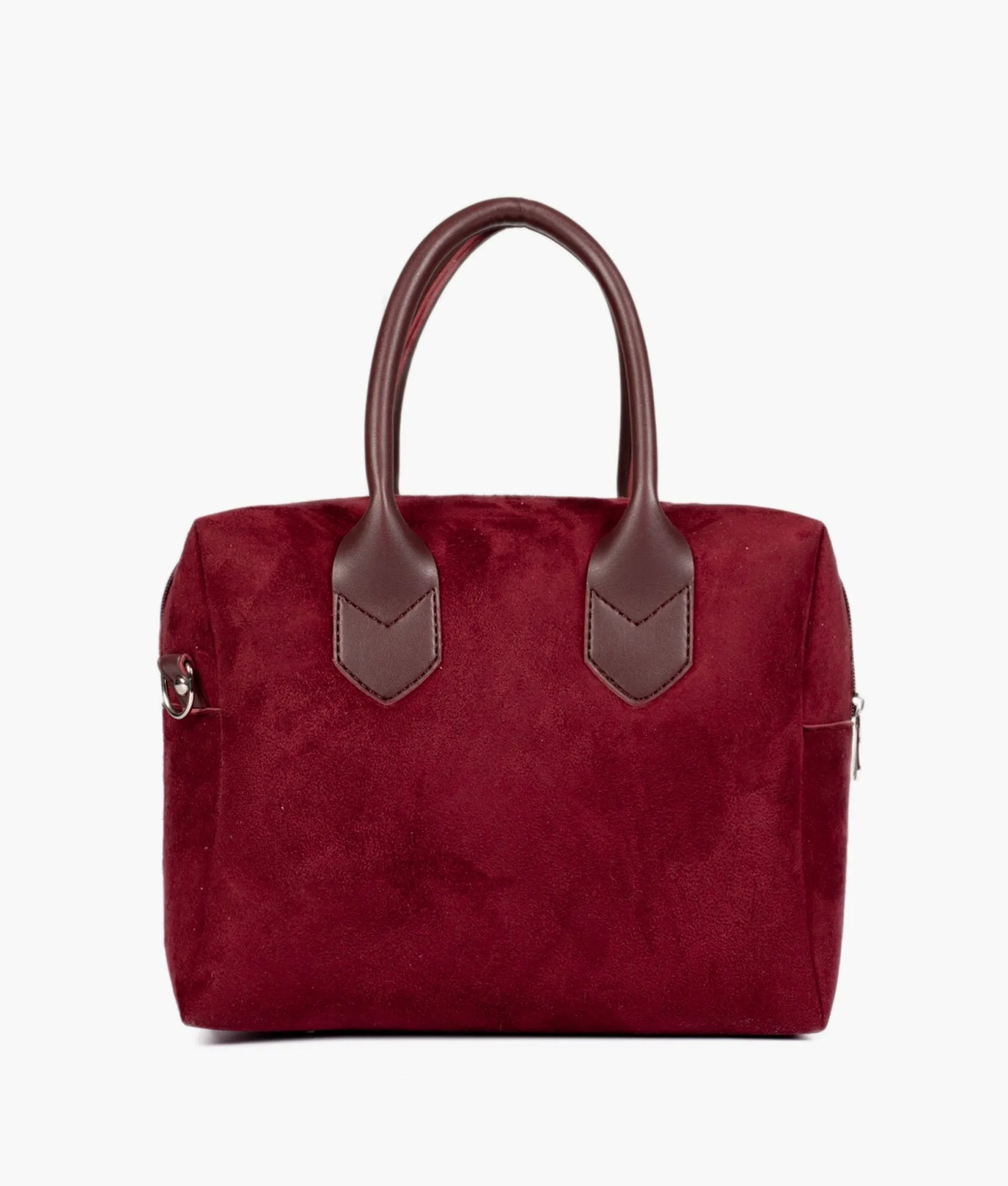 Burgundy suede mini bowling bag