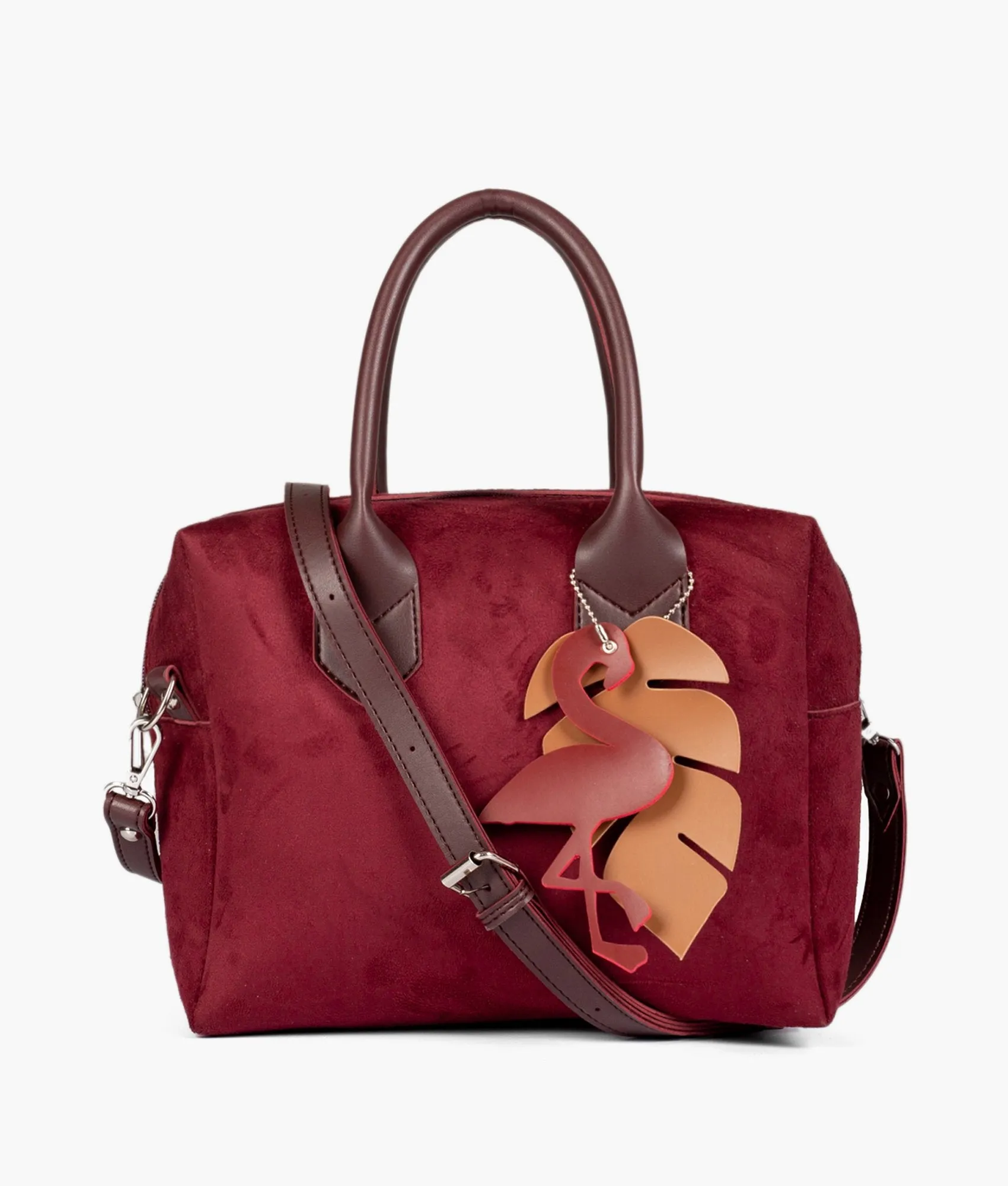 Burgundy suede mini bowling bag