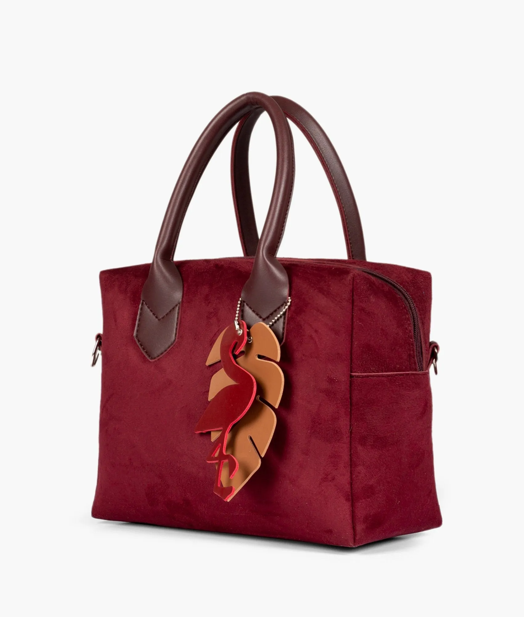 Burgundy suede mini bowling bag