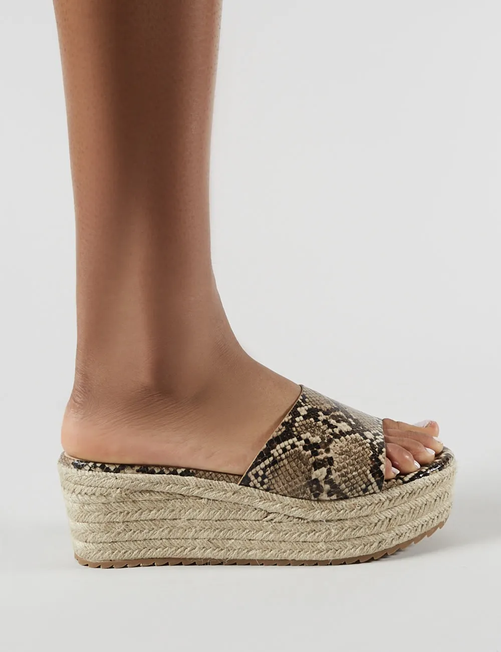 Cami Flatform Espadrille Sliders in Snakeskin