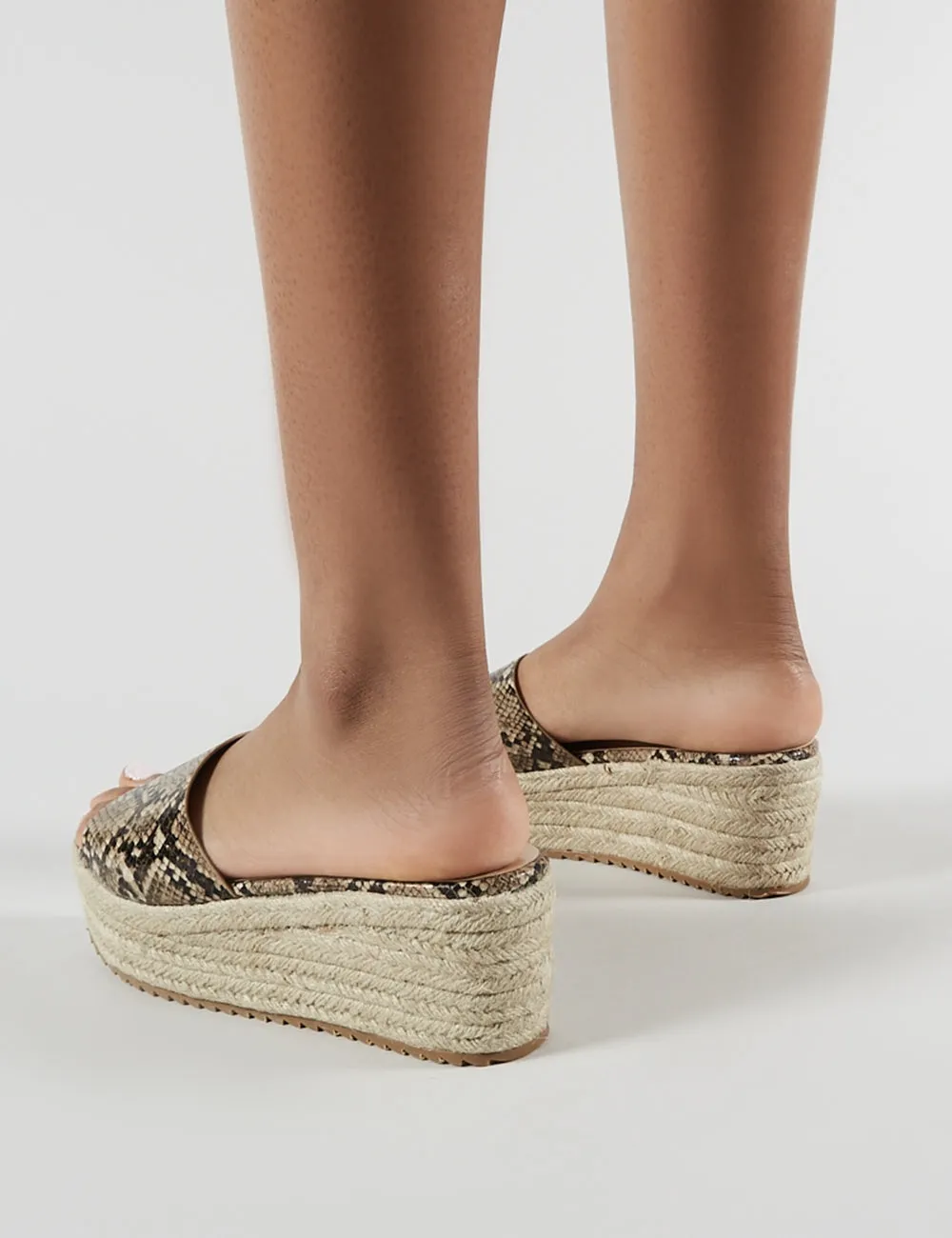 Cami Flatform Espadrille Sliders in Snakeskin