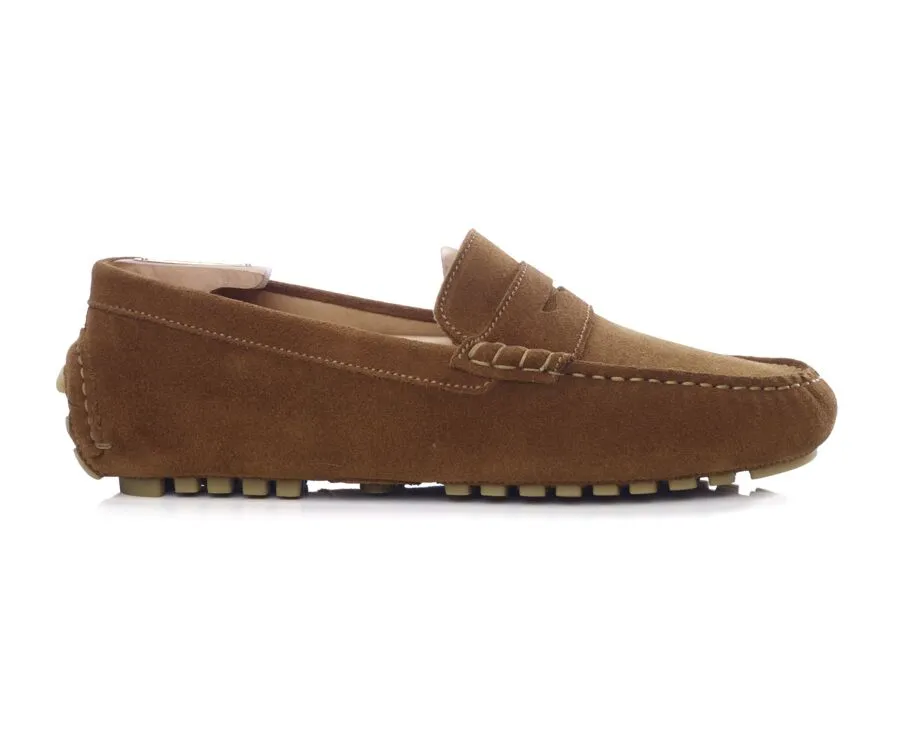 Caramel Suede Men&#039;s Driving Moccasins - FERGUSON