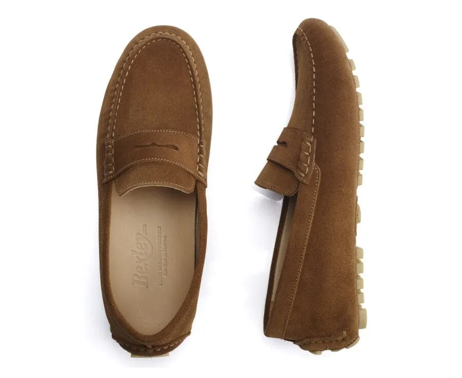 Caramel Suede Men&#039;s Driving Moccasins - FERGUSON