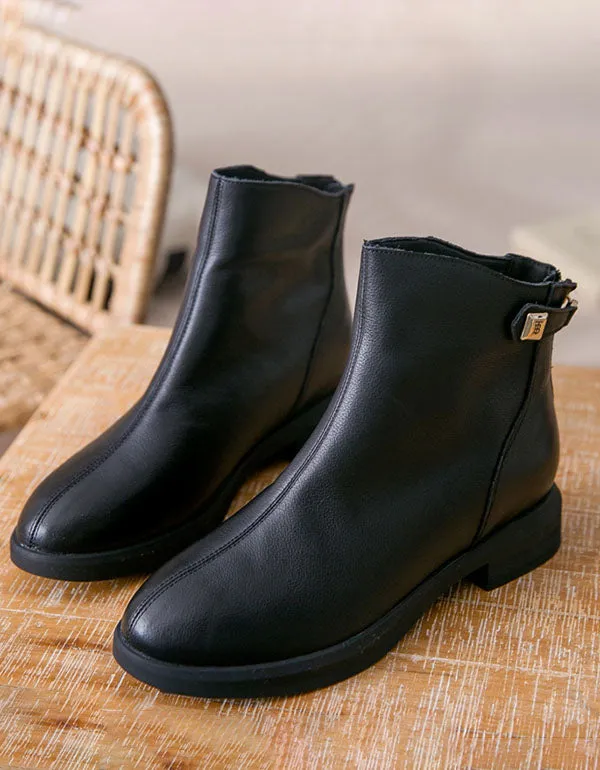 Casual Leather Women Short Boots