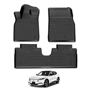 Custom Fit for Car Floor Mats Ford Mustang Mach E 2021 2022 Mach-E (NOT for Ford Mustang) All-Weather Floor Mat Liners Front & Rear Row Full Set Liner Non-Slip TPE Odourless