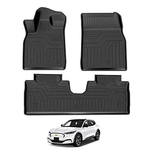 Custom Fit for Car Floor Mats Ford Mustang Mach E 2021 2022 Mach-E (NOT for Ford Mustang) All-Weather Floor Mat Liners Front & Rear Row Full Set Liner Non-Slip TPE Odourless