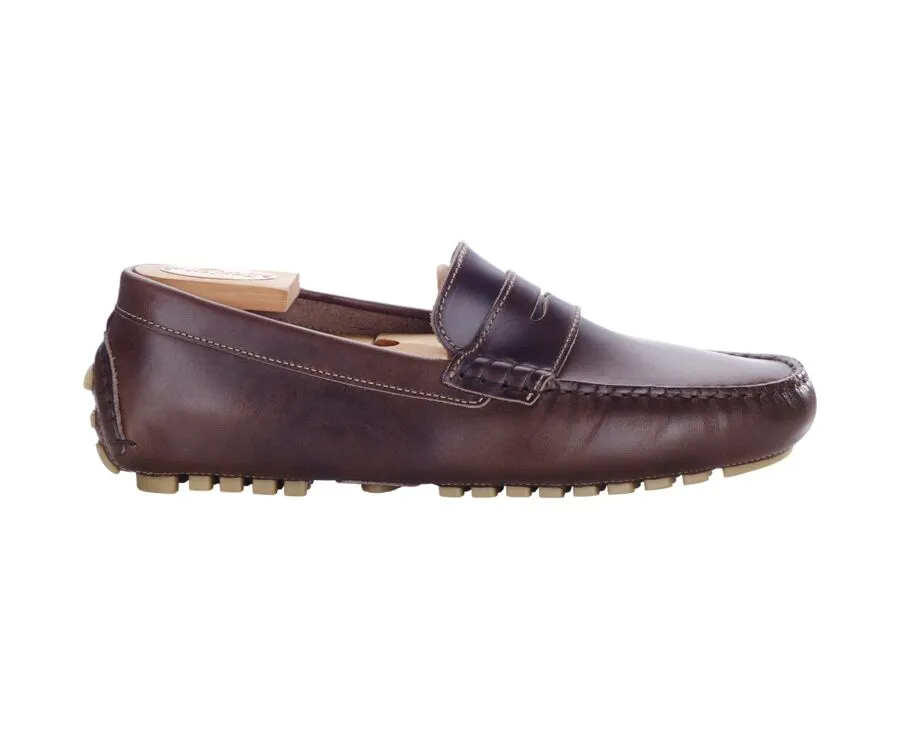 dark Brown Men&#039;s Driving Moccassins - FERGUSON