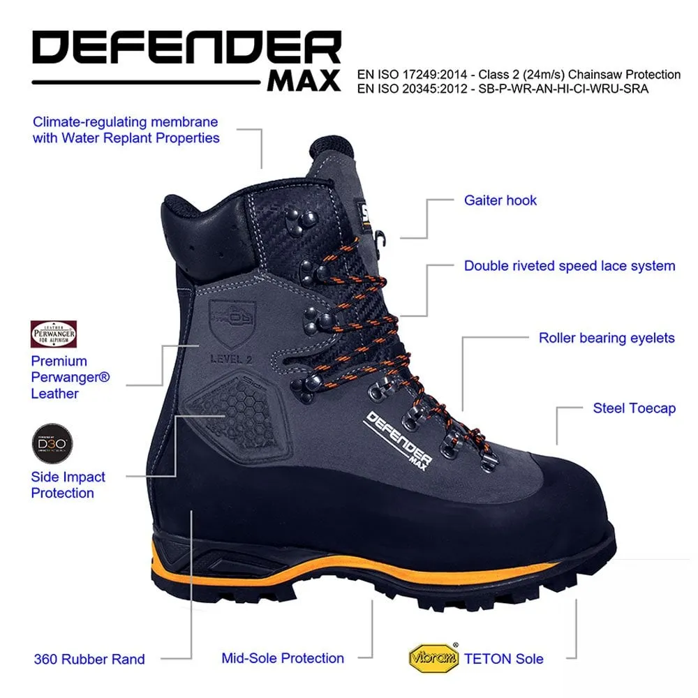 DEFENDER MAX Class 2 Grey Chainsaw Boots