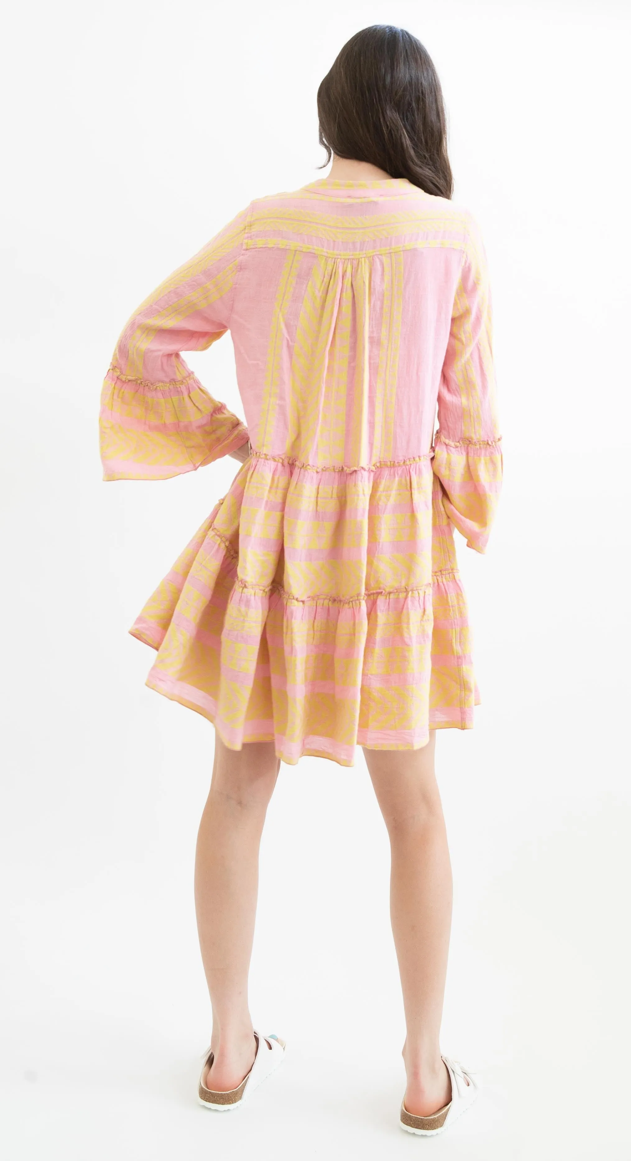 Devotion Twins Ella Short Dress in Yellow and Pink