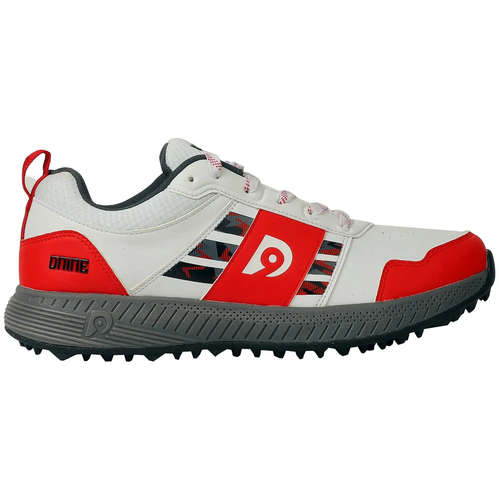 DNINE Polyurethane (PU) Prince-1 Red/White Cricket Rubber Spike Shoes