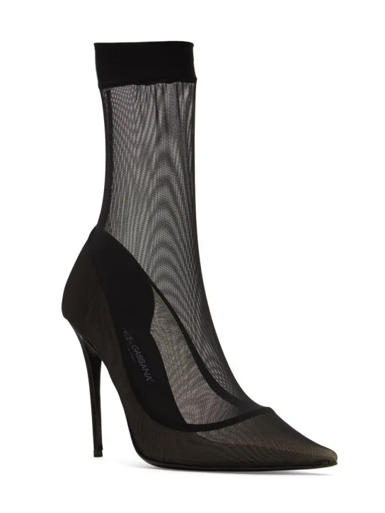 Dolce&amp;Gabbana   105mm Lollo stretch tulle ankle boots 