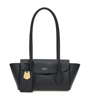 East-West Tote Bag (S) Hammered Calfskin Black