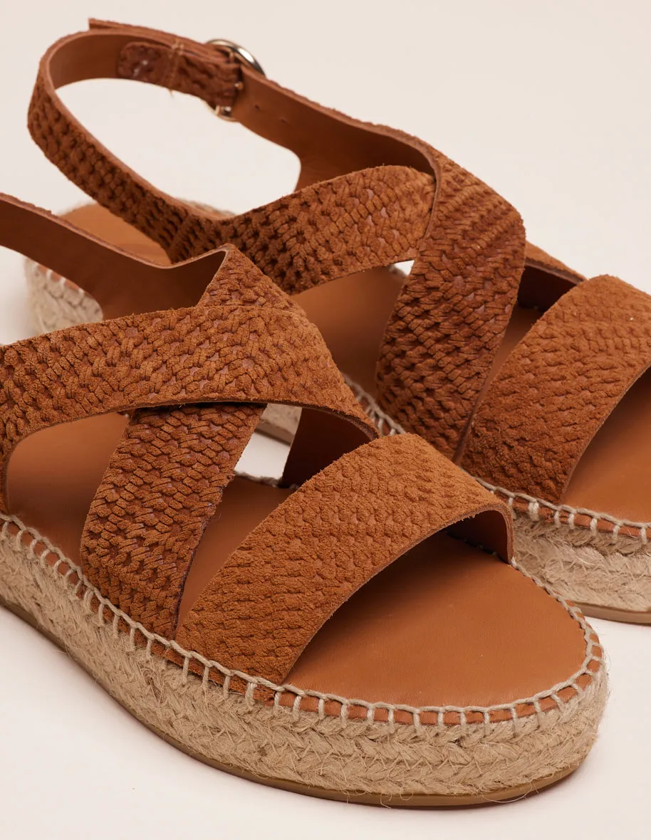 Espadrilles Chantal - Suède embossé tressé ambre