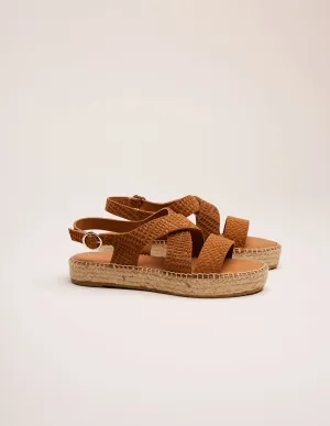 Espadrilles Chantal - Suède embossé tressé ambre