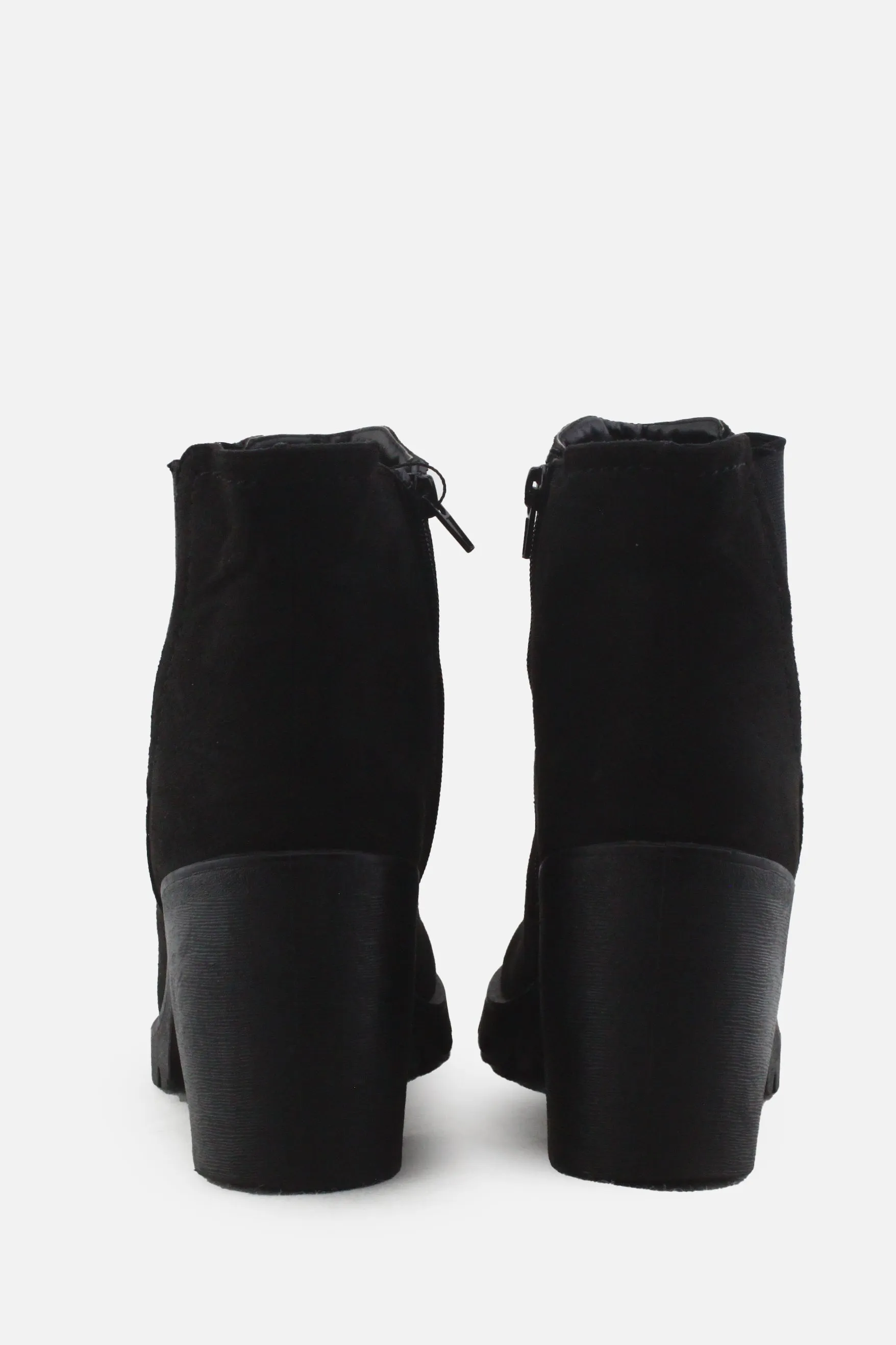 European Brand Zipper Stretchable Block Ankle Boots | Suede